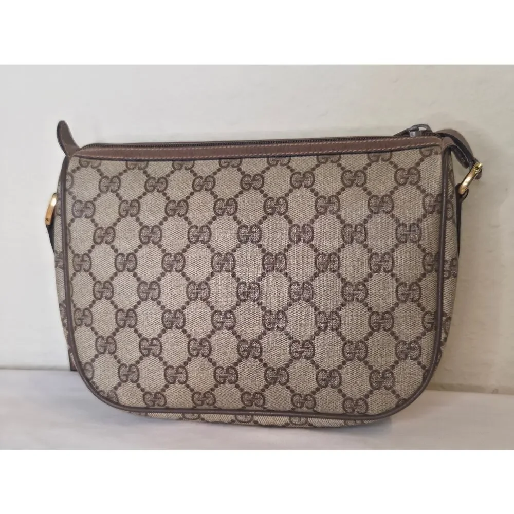 Gucci GG Supreme Web Stripe Crossbody Bag Vintage Ophidia Brown Leather